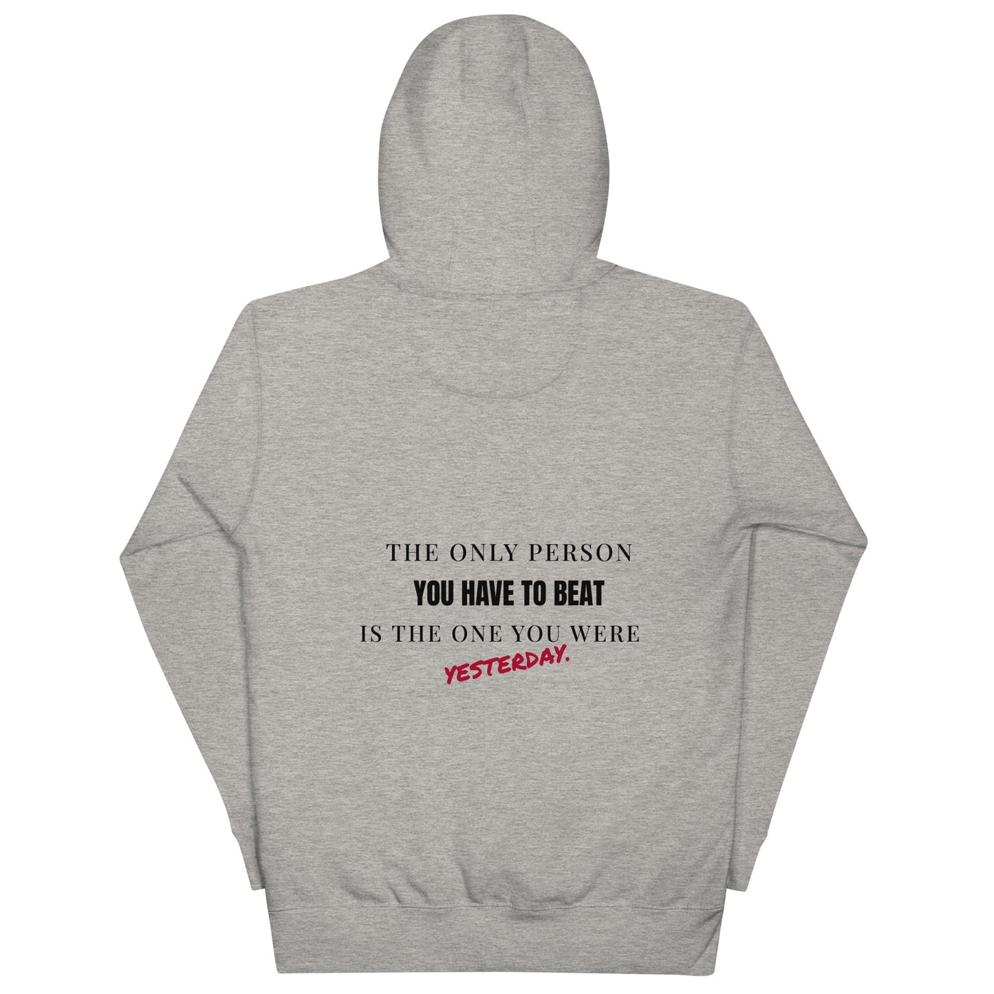 "The only person you have to beat is the one you were yesterday" Motivational Hoodie - Vintage Black - Sloth & Duck