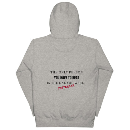 "The only person you have to beat is the one you were yesterday" Motivational Hoodie - Vintage Black - Sloth & Duck