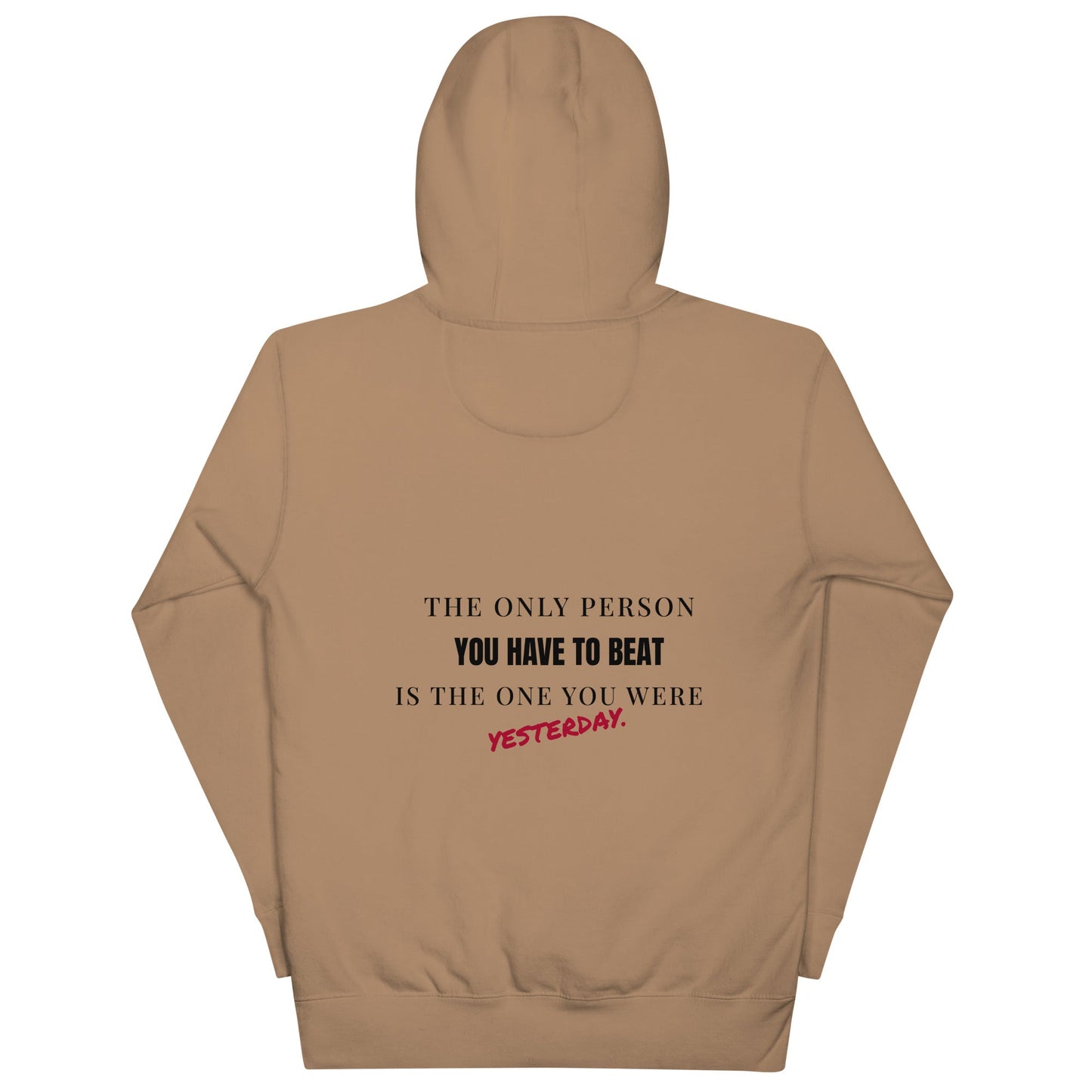 "The only person you have to beat is the one you were yesterday" Motivational Hoodie - Vintage Black - Sloth & Duck