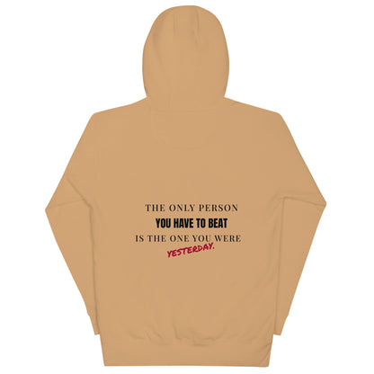 "The only person you have to beat is the one you were yesterday" Motivational Hoodie - Vintage Black - Sloth & Duck