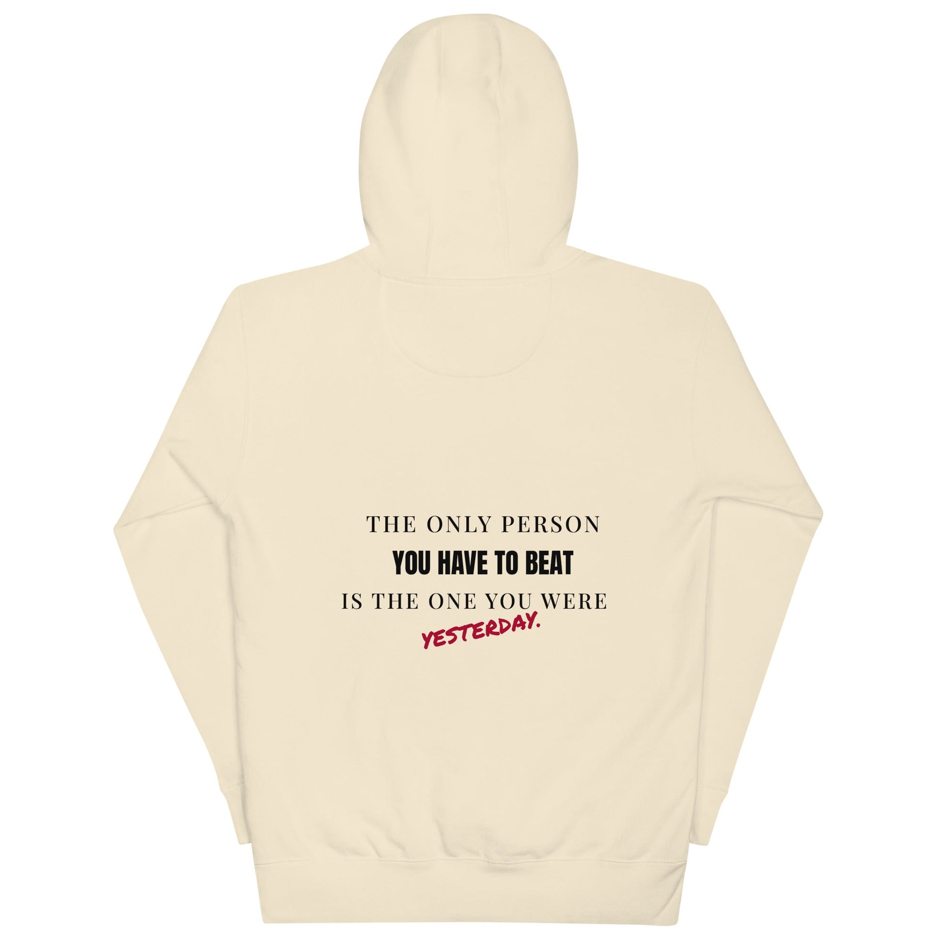 "The only person you have to beat is the one you were yesterday" Motivational Hoodie - Vintage Black - Sloth & Duck