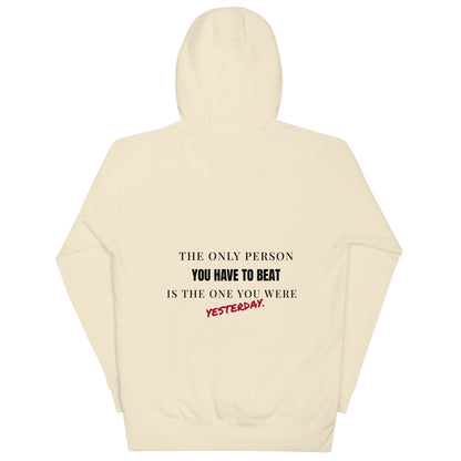 "The only person you have to beat is the one you were yesterday" Motivational Hoodie - Vintage Black - Sloth & Duck