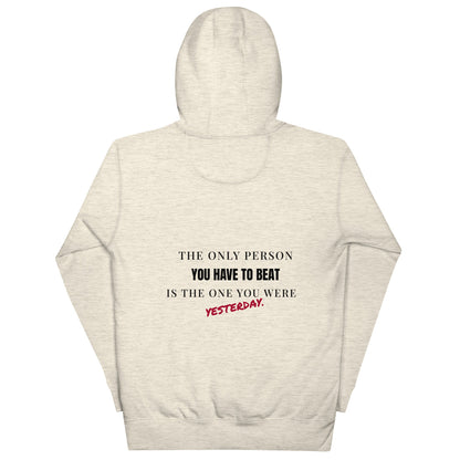 "The only person you have to beat is the one you were yesterday" Motivational Hoodie - Vintage Black - Sloth & Duck