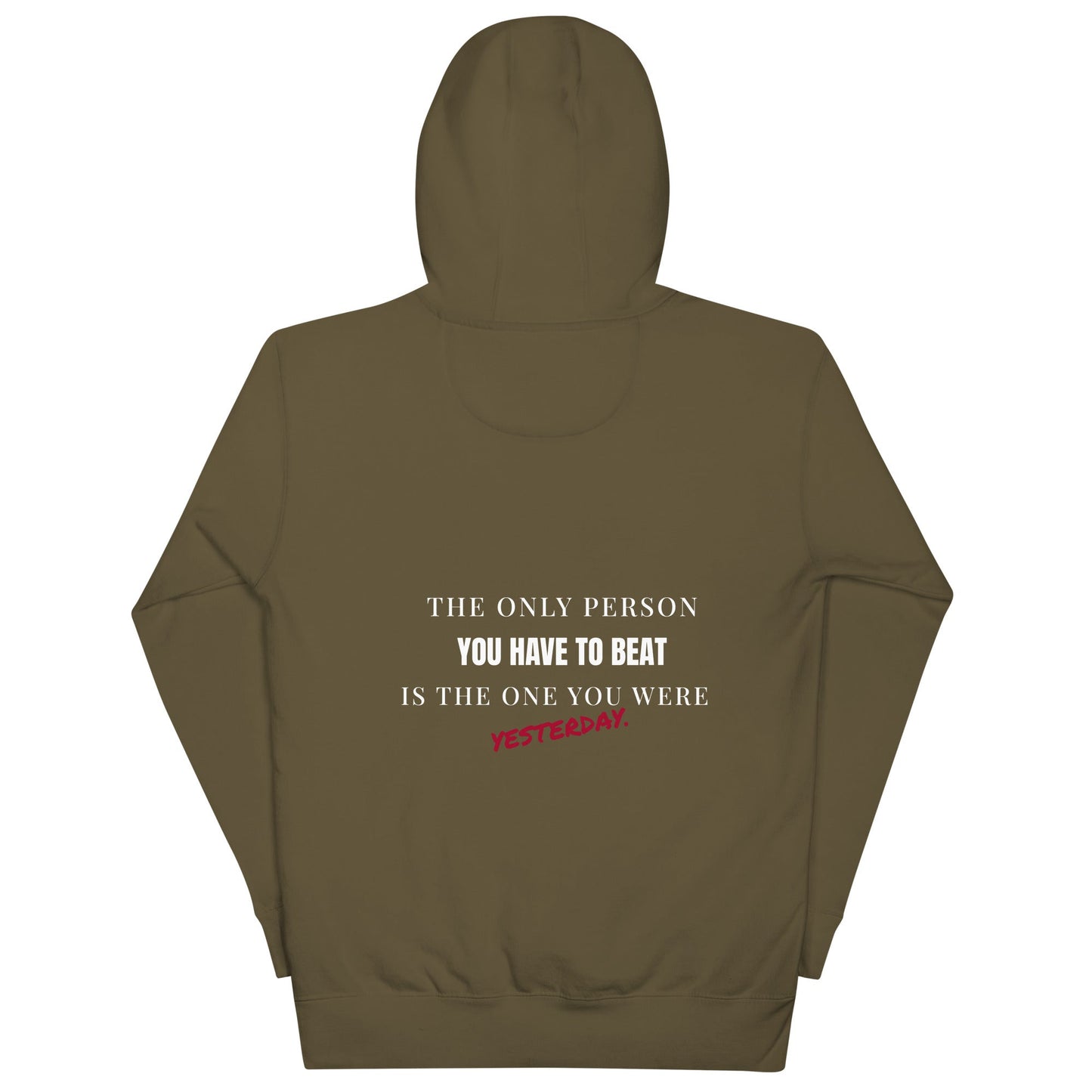 "The only person you have to beat is the one you were yesterday" Motivational Hoodie - Vintage Black - Sloth & Duck