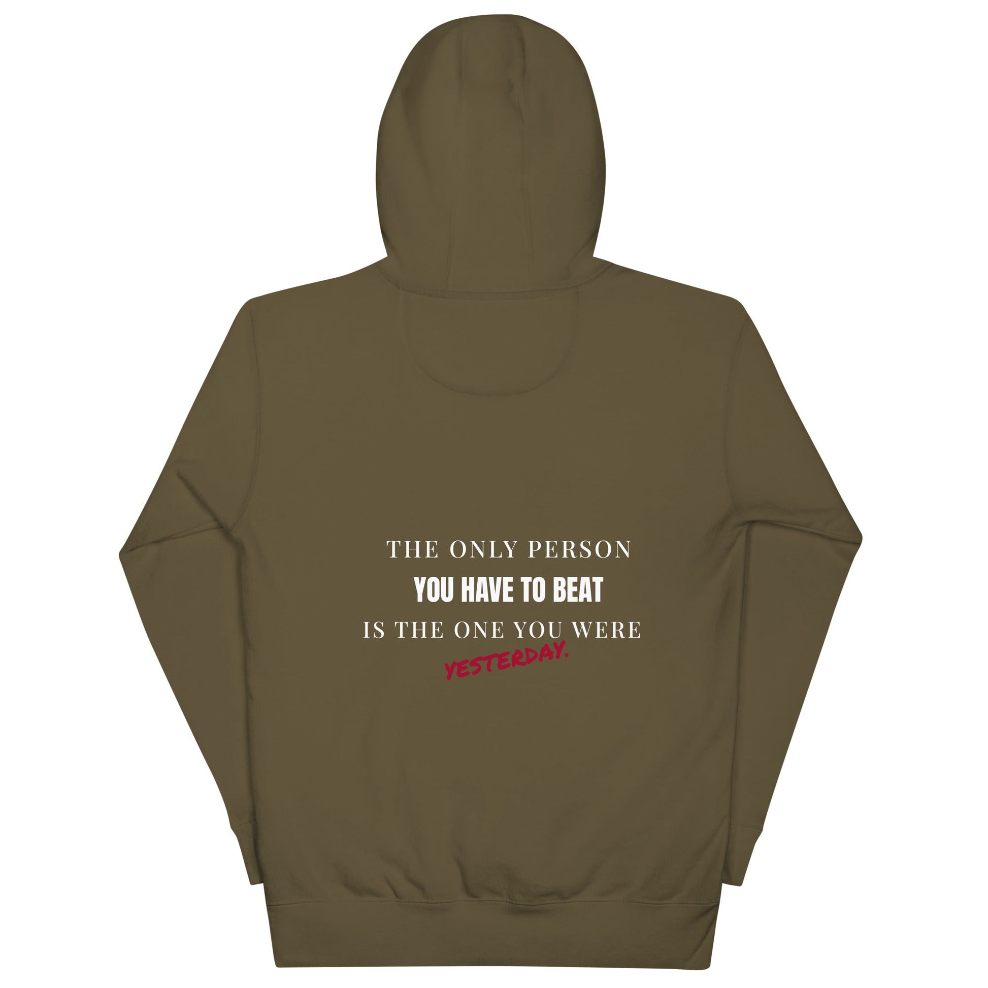 "The only person you have to beat is the one you were yesterday" Motivational Hoodie - Vintage Black - Sloth & Duck
