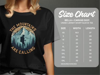 the mountains are calling womens t shirt size chart