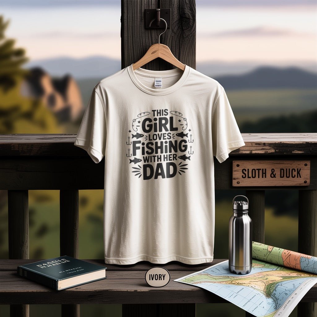 "This Girl Loves Fishing With Her Dad" T-Shirt - Women's T-Shirt - Sloth & Duck
