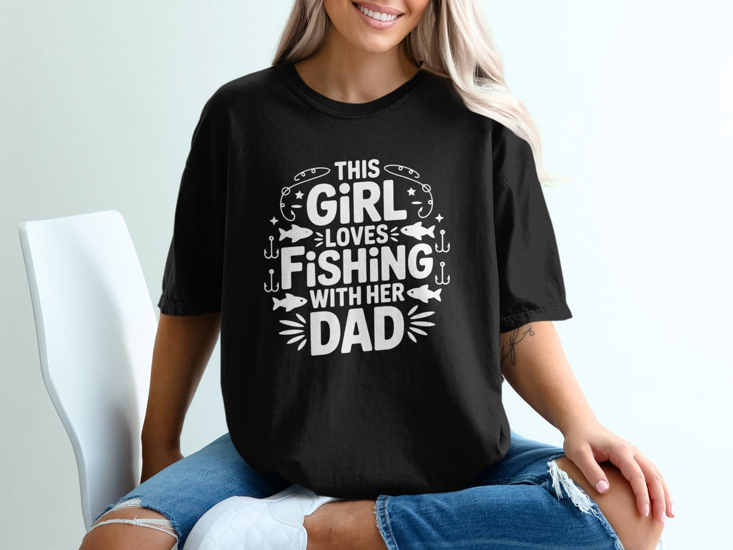 "This Girl Loves Fishing With Her Dad" T-Shirt - Women's T-Shirt - Sloth & Duck