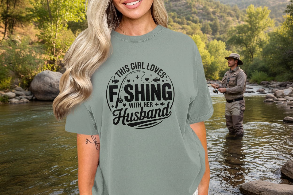 This Girl Loves Fishing With Her Husband T-Shirt - Women's T-Shirt - Sloth & Duck