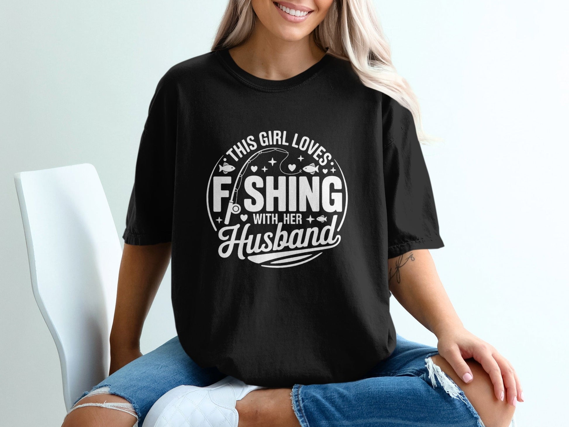 This Girl Loves Fishing With Her Husband T-Shirt - Women's T-Shirt - Sloth & Duck