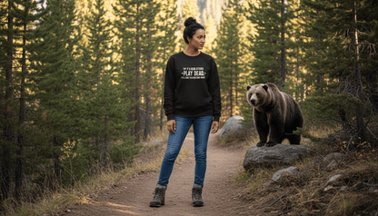 "Tip: If a Bear Attacks, Play Dead" Bear Sweatshirt - S - Sloth & Duck