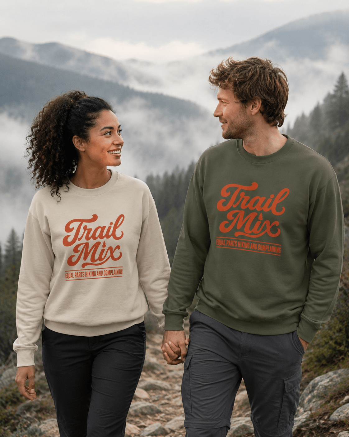 Trail Mix: Equal Parts Hiking and Complaining Sweatshirt -S - Sloth & Duck
