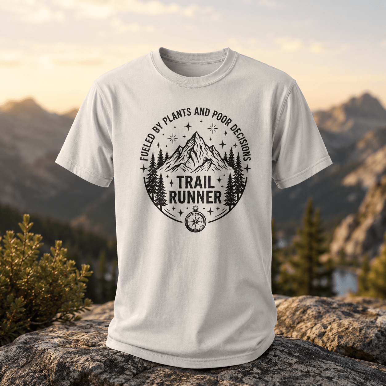 Trail Runner Fueled By Plants Mountain T-Shirt - S - Sloth & Duck
