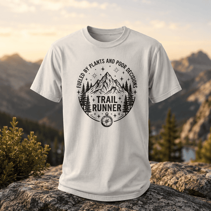Trail Runner Fueled By Plants Mountain T-Shirt - S - Sloth & Duck