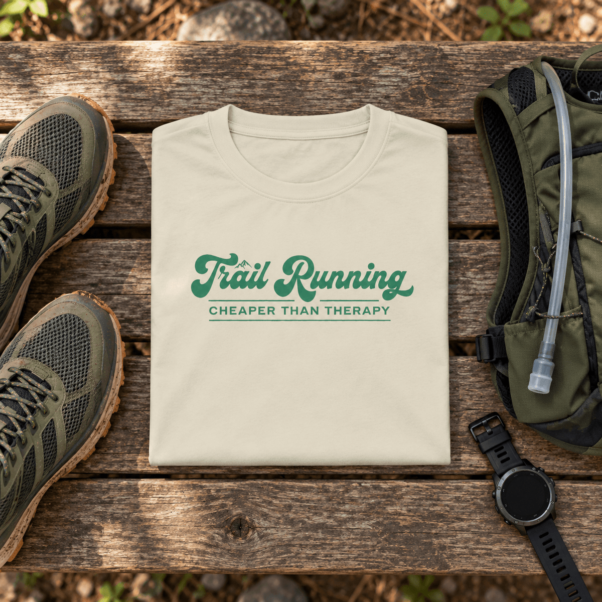 Trail Running Cheaper Than Therapy Performance T-Shirt -White - Sloth & Duck