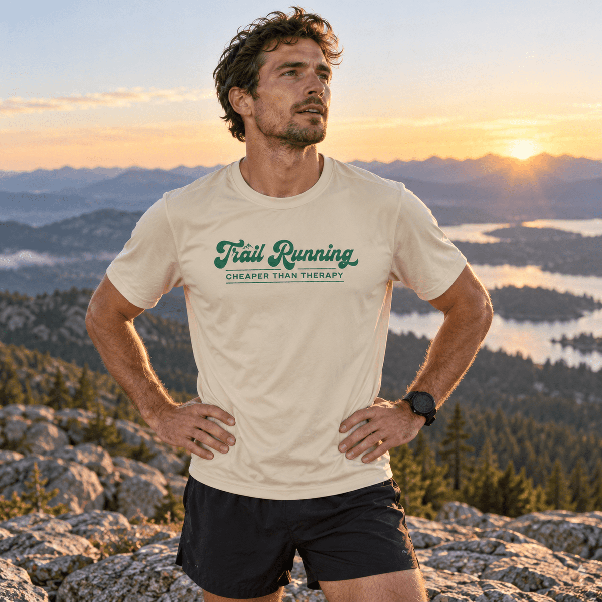 Trail Running Cheaper Than Therapy Performance T-Shirt -White - Sloth & Duck