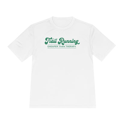 Trail Running Cheaper Than Therapy Performance T-Shirt -White - Sloth & Duck