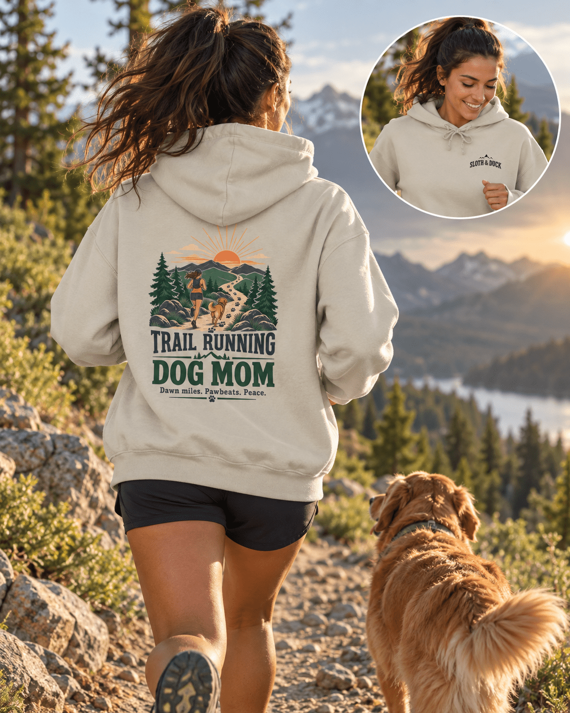 Trail Running Dog Mom Sweatshirt -XS - Sloth & Duck
