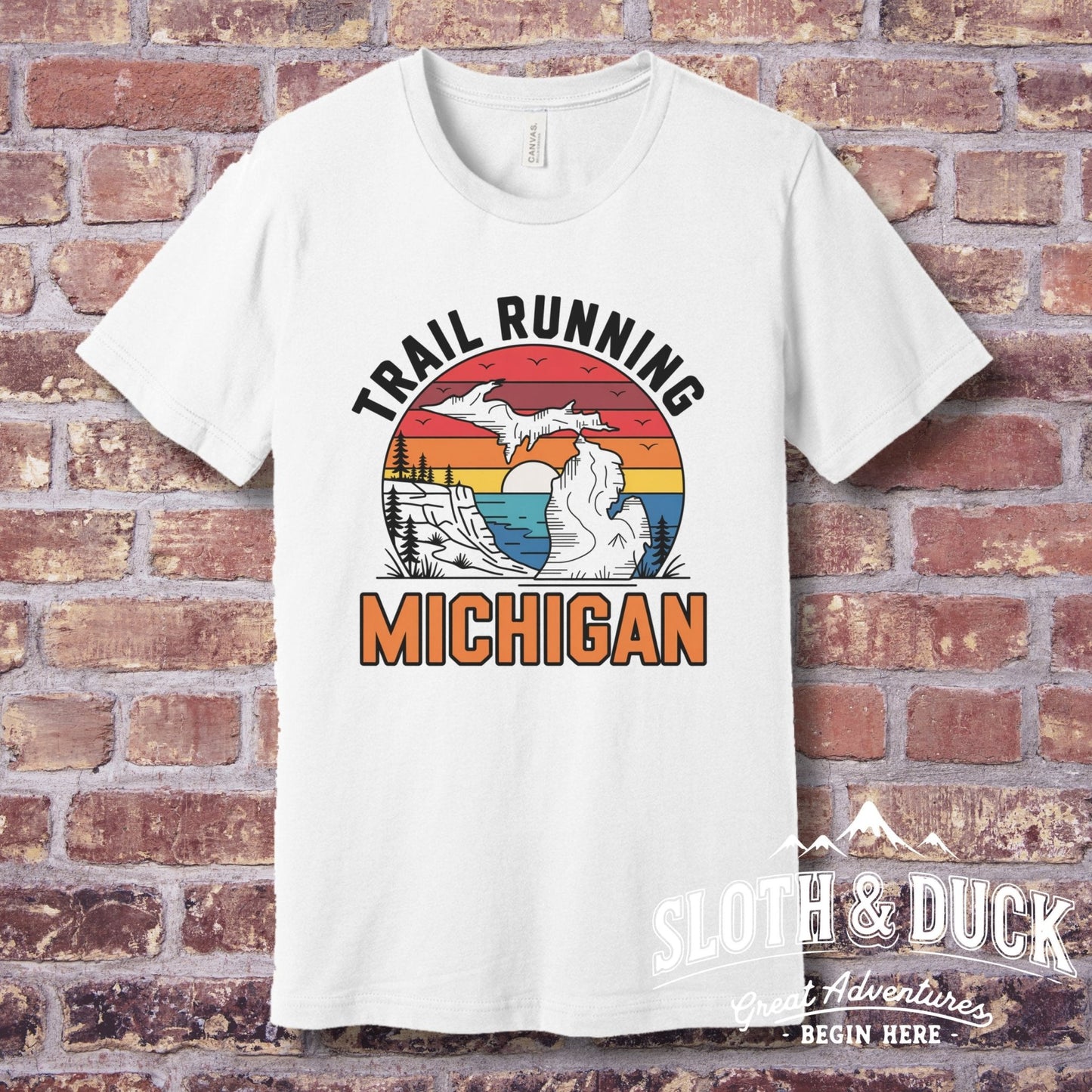"Trail Running Michigan" Graphic T-Shirt - T-Shirt - S - Sloth & Duck