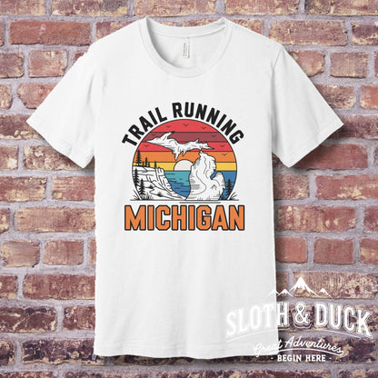 "Trail Running Michigan" Graphic T-Shirt - T-Shirt - S - Sloth & Duck