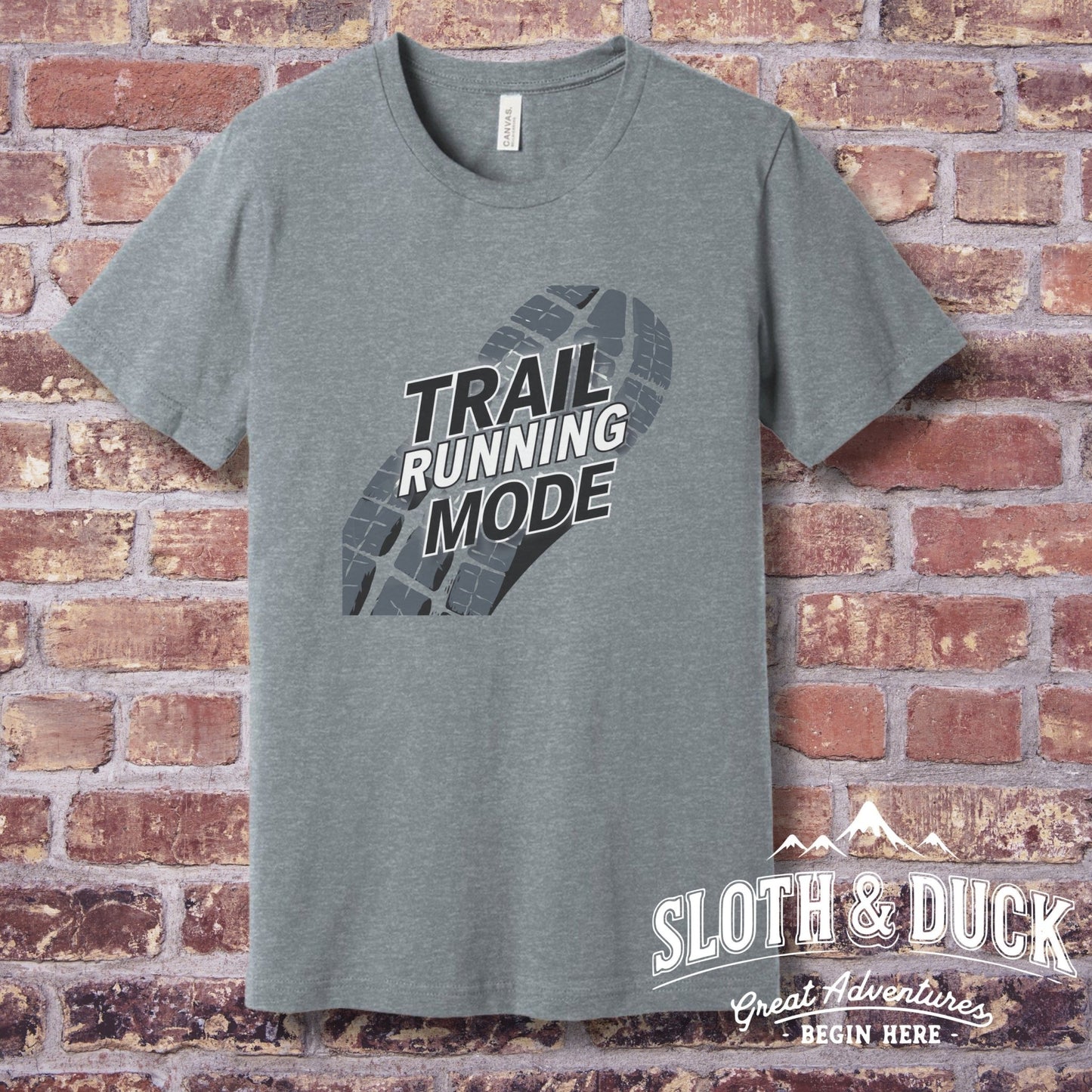 "Trail Running Mode Shoe Print" T-Shirt - T-Shirt - S - Sloth & Duck