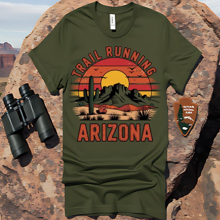 "Trail Running Retro Style Arizona" T-Shirt - T-Shirt - Sloth & Duck