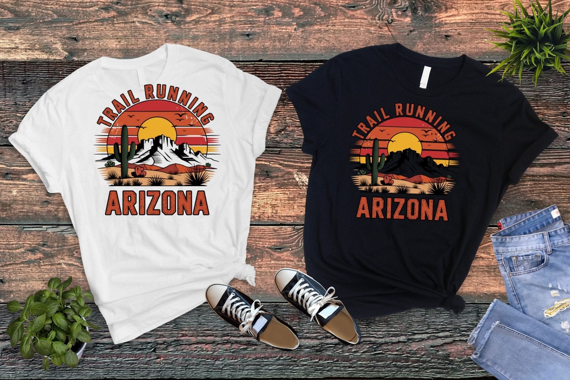 "Trail Running Retro Style Arizona" T-Shirt - T-Shirt - Sloth & Duck