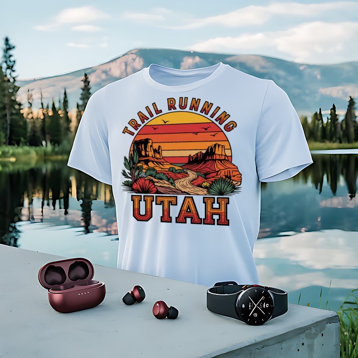"Trail Running Utah" Vintage Sunset T-Shirt - T-Shirt - Sloth & Duck