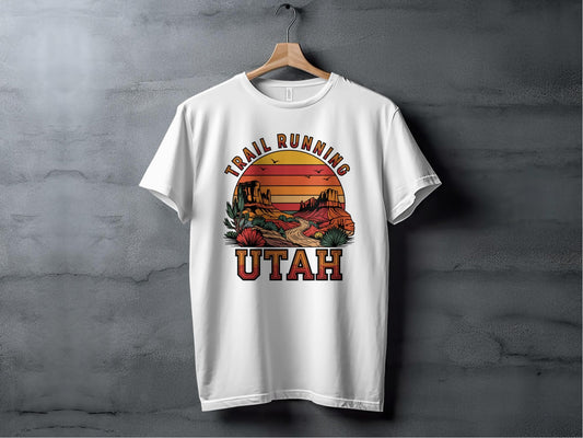 "Trail Running Utah" Vintage Sunset T-Shirt - T-Shirt - Sloth & Duck