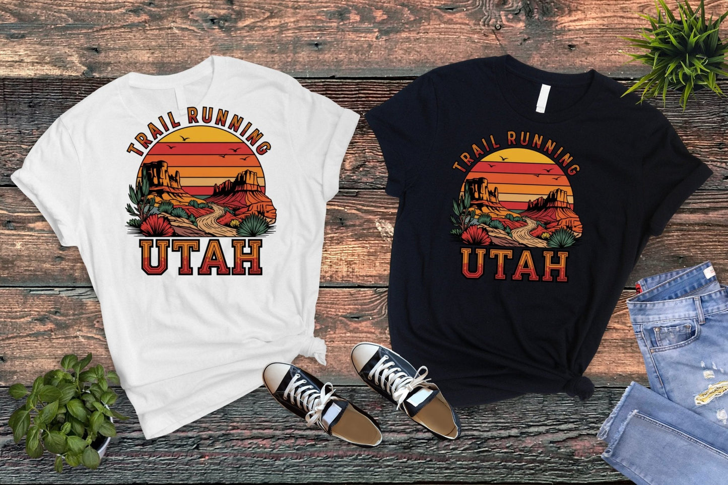 "Trail Running Utah" Vintage Sunset T-Shirt - T-Shirt - Sloth & Duck