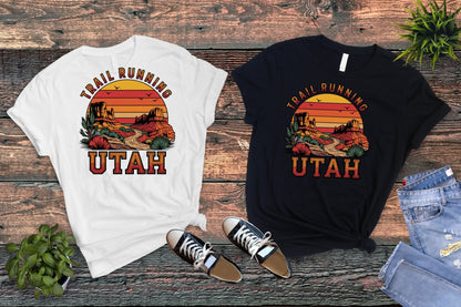 "Trail Running Utah" Vintage Sunset T-Shirt - T-Shirt - Sloth & Duck