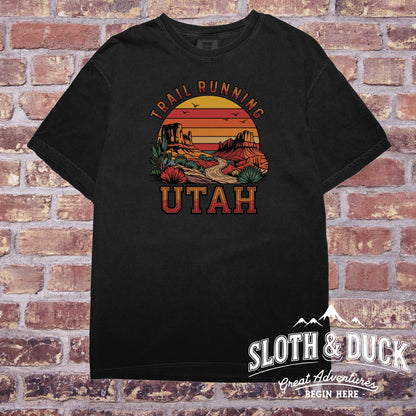 "Trail Running Utah" Vintage Sunset T-Shirt - T-Shirt - Sloth & Duck