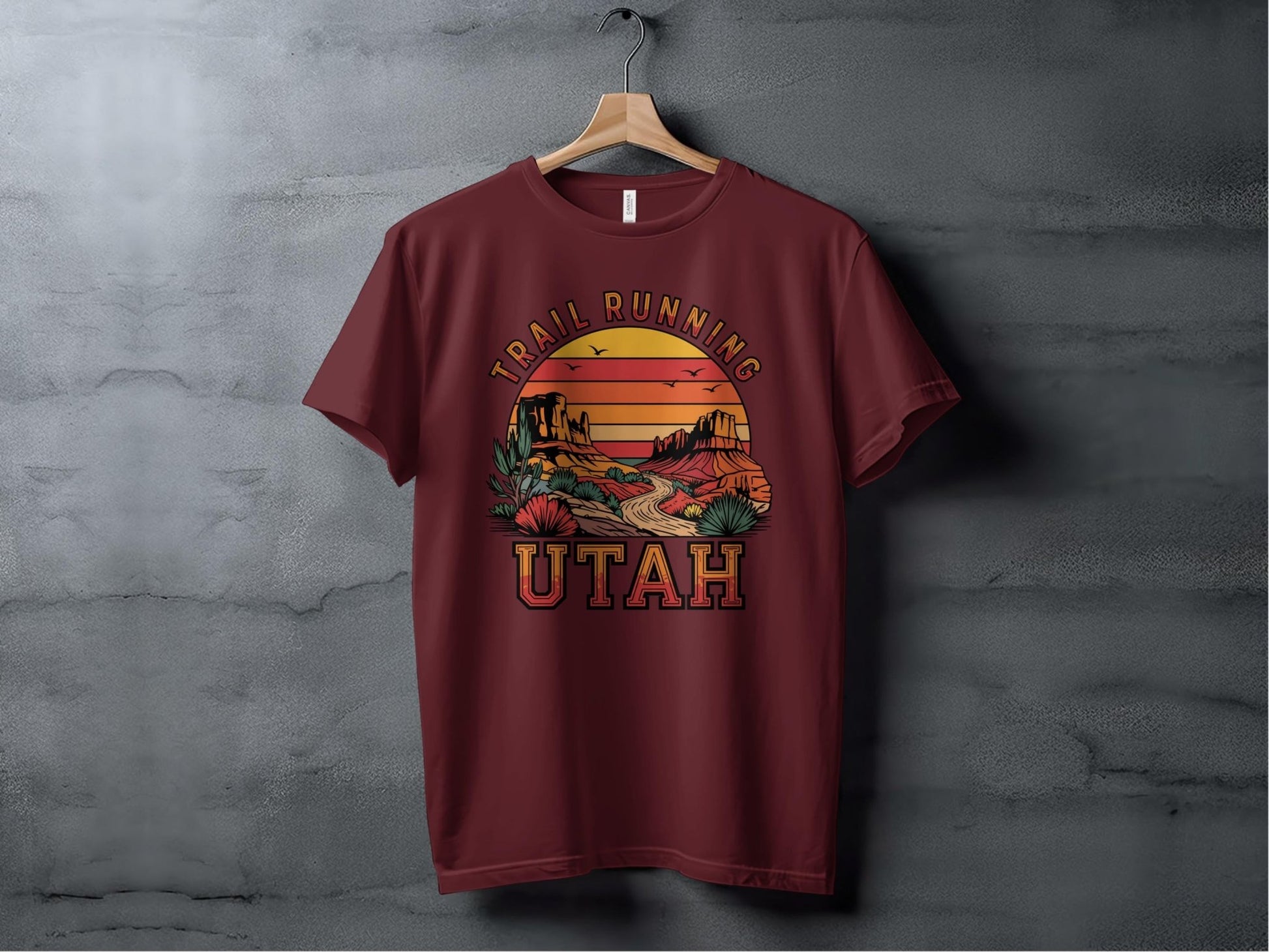 "Trail Running Utah" Vintage Sunset T-Shirt - T-Shirt - Sloth & Duck