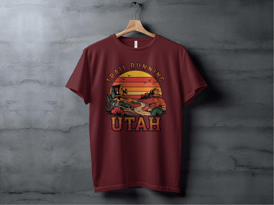 "Trail Running Utah" Vintage Sunset T-Shirt - T-Shirt - Sloth & Duck