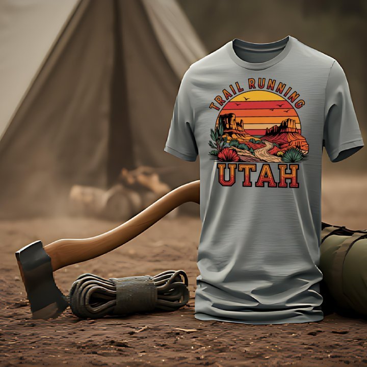 "Trail Running Utah" Vintage Sunset T-Shirt - T-Shirt - Sloth & Duck