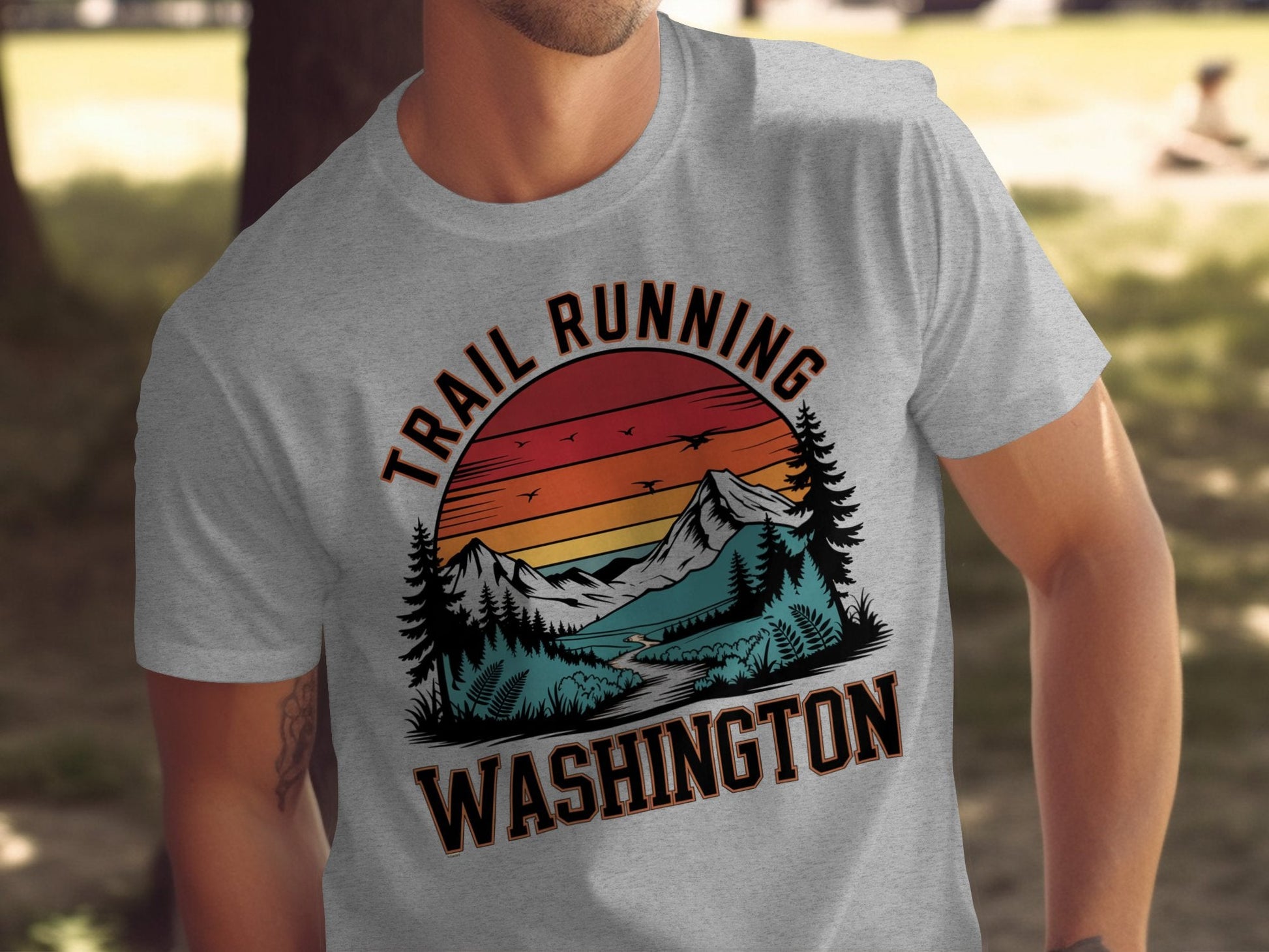 "Trail Running Washington" Scenic Mountains T-Shirt - T-Shirt - S - Sloth & Duck
