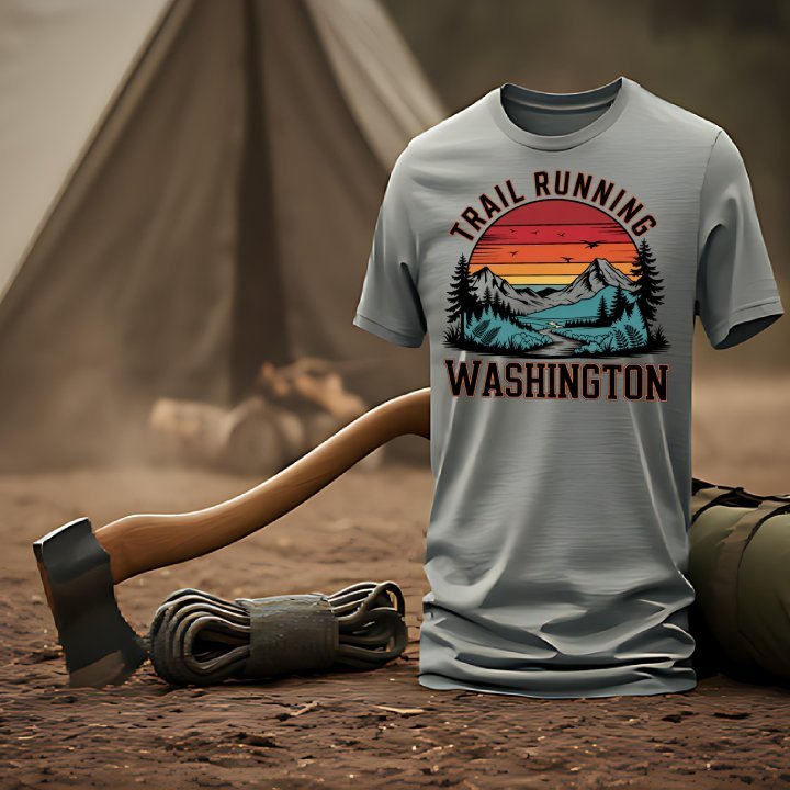 "Trail Running Washington" Scenic Mountains T-Shirt - T-Shirt - S - Sloth & Duck