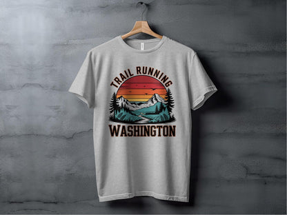 "Trail Running Washington" Scenic Mountains T-Shirt - T-Shirt - S - Sloth & Duck