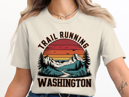 "Trail Running Washington" Scenic Mountains T-Shirt - T-Shirt - S - Sloth & Duck