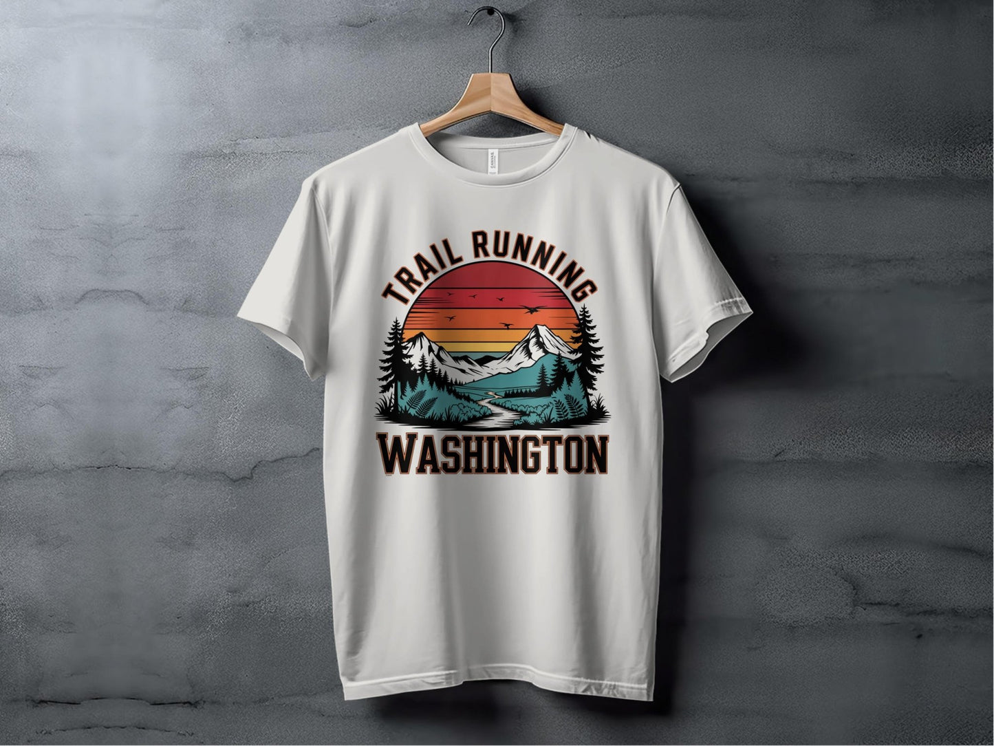 "Trail Running Washington" Scenic Mountains T-Shirt - T-Shirt - S - Sloth & Duck