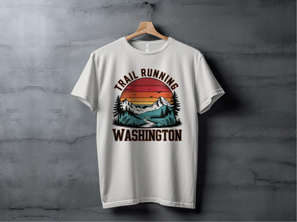 "Trail Running Washington" Scenic Mountains T-Shirt - T-Shirt - S - Sloth & Duck