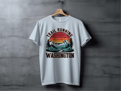 "Trail Running Washington" Scenic Mountains T-Shirt - T-Shirt - S - Sloth & Duck