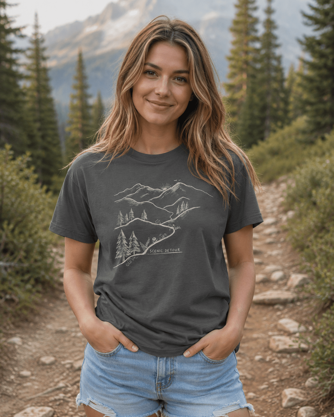 Trailhead Scenic Detour T-Shirt -Black - Sloth & Duck