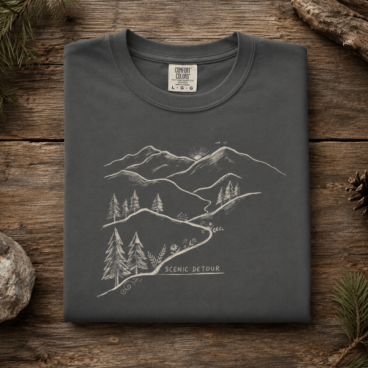 Trailhead Scenic Detour T-Shirt -Pepper - Sloth & Duck