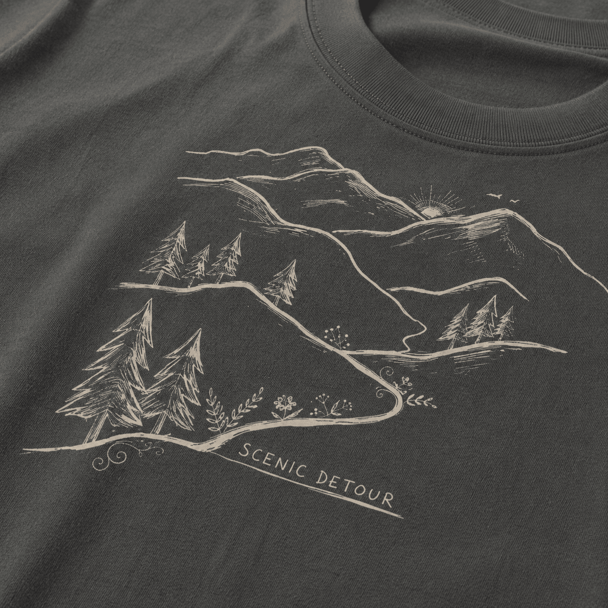 Trailhead Scenic Detour T-Shirt -Pepper - Sloth & Duck