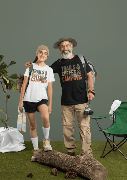 Trails, Coffee, Camping Graphic Design T-Shirt - T-Shirt - Sloth & Duck
