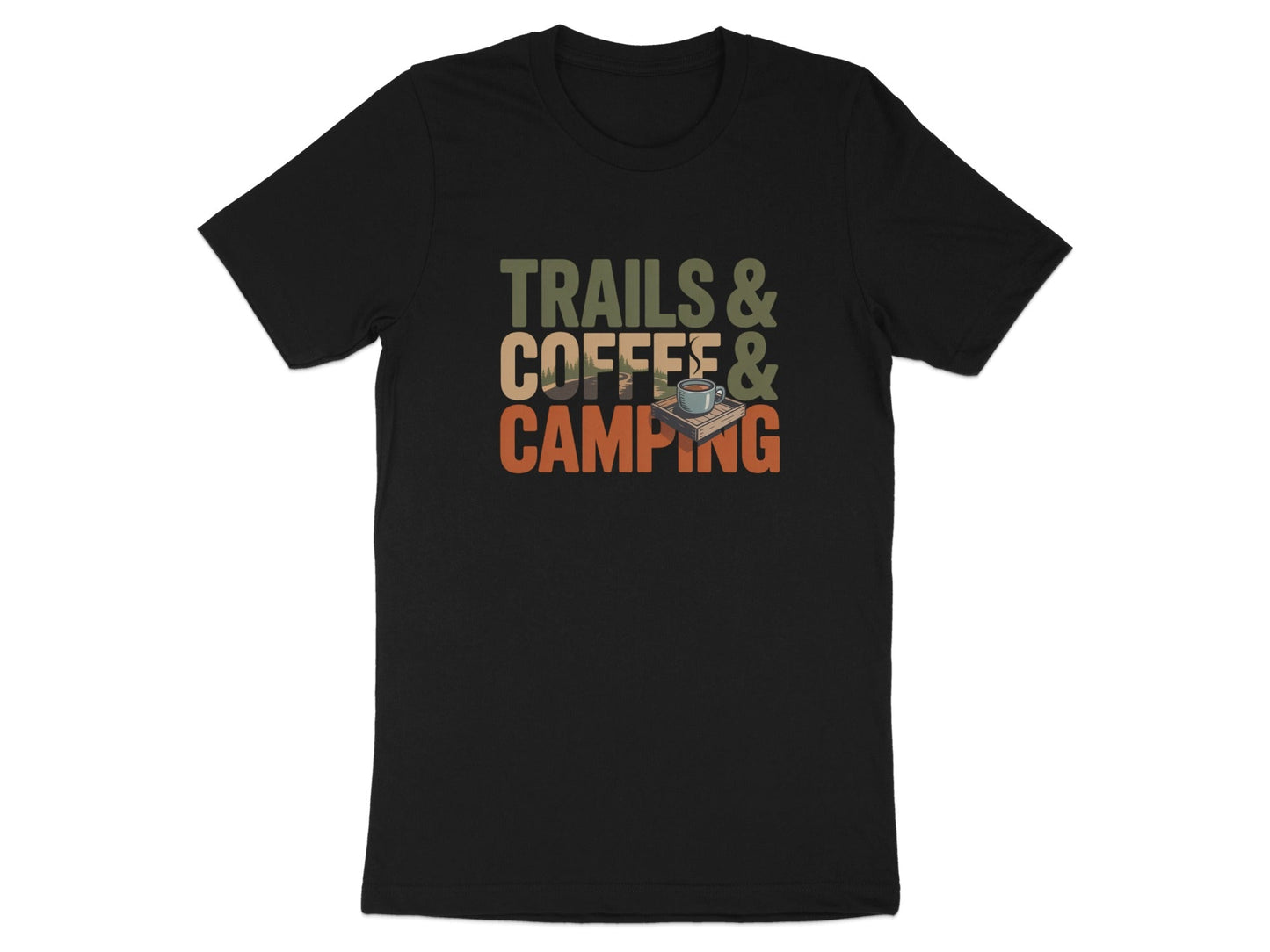 Trails, Coffee, Camping Graphic Design T-Shirt - T-Shirt - Sloth & Duck