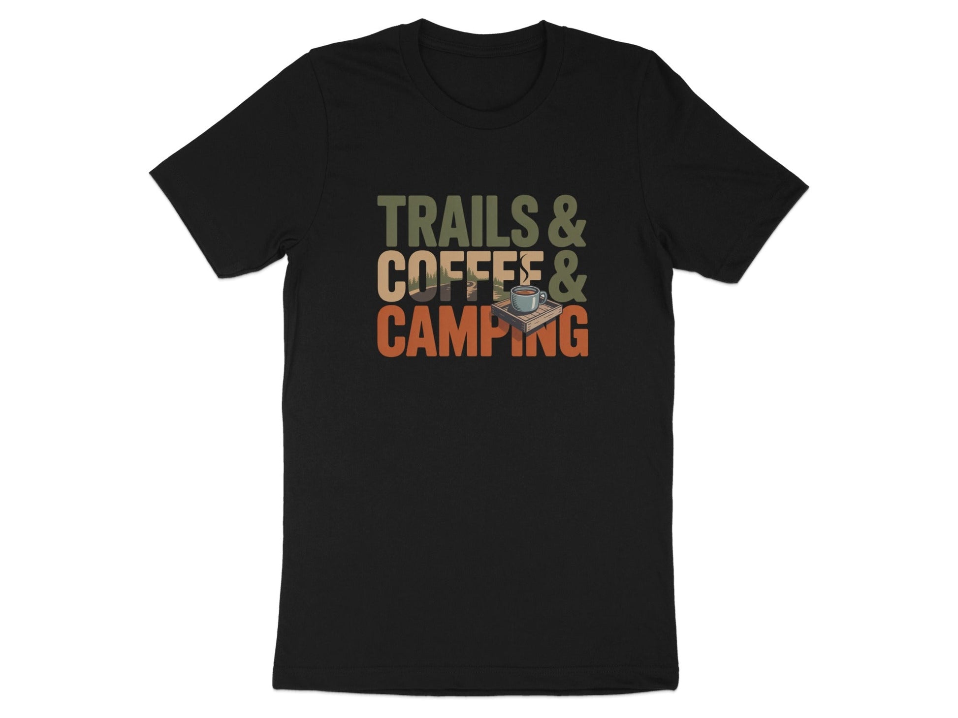 Trails, Coffee, Camping Graphic Design T-Shirt - T-Shirt - Sloth & Duck