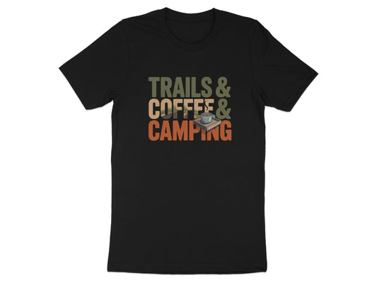Trails, Coffee, Camping Graphic Design T-Shirt - T-Shirt - Sloth & Duck
