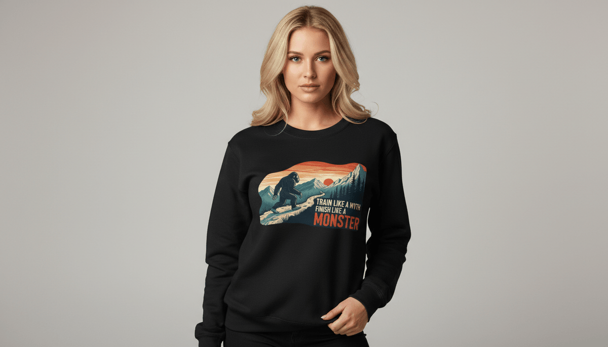 Train Like a Myth, Bigfoot Mountain Running Sweatshirt - Navy - Sloth & Duck